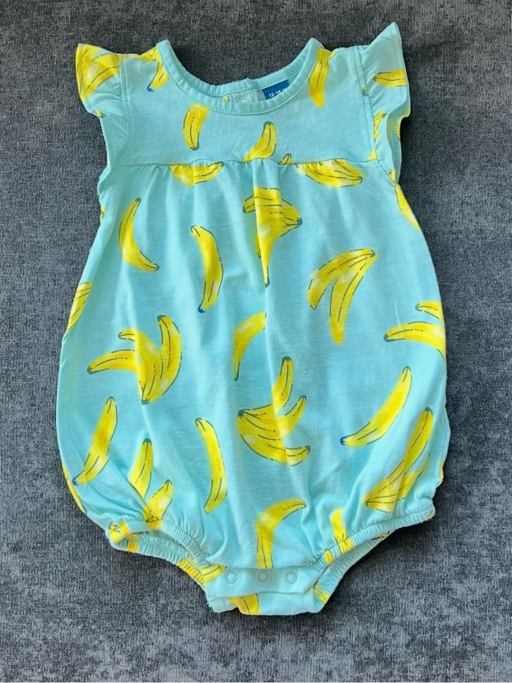 Old Navy Baby Girls Banana Print Ruffle Sleeve Bubble Size 12-18 Months